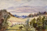 Vue du lac Léman by Marie Bracquemond, Aquarelle gouachée sur traits de crayon, sold Oct 2024