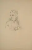 Recto : Portrait de Madeleine Burty ; Verso : Étude de femme assise by Marie Bracquemond, Crayon sur papier bleu, sold Oct 2024