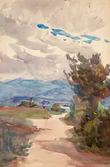 Vue de Divonne by Marie Bracquemond, Aquarelle gouachée sur traits de crayon, sold Oct 2024