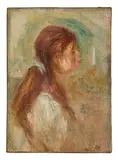 Portrait de jeune fille, le visage vu de profil by Pierre-Auguste Renoir, circa 1915, Huile sur toile, sold Dec 2024