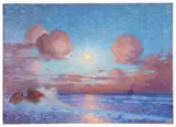 Coucher de soleil sur la mer ou Voiliers au soleil couchant by Ferdinand du Puigaudeau, Huile sur toile, sold Dec 2024