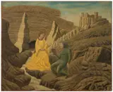 Laure et Pétrarque by André Bauchant, 1944, Huile sur toile, sold Dec 2024
