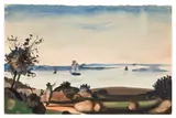 Paysage au bord de la mer by André Derain, circa 1948, Aquarelle et encre sur papier, sold Dec 2024