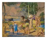 Etude pour Nausicaa by Lucien Simon, circa 1915, Aquarelle et gouache sur papier, sold Dec 2024