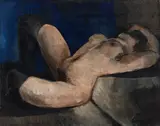 Petit nu couché sur fond bleu by Marcel Gromaire, 1921, Huile sur toile, sold Dec 2024