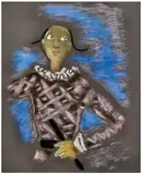 Arlequin main sur la hanche by Jean Cocteau, circa 1954-1955, Pastel sur papier gris, sold Dec 2024