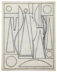 Etude préparatoire pour "Parfum II by Auguste Herbin, 1954, Crayon sur papier, sold Dec 2024