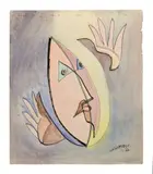 Portrait by Léopold Survage, 1960, Aquarelle et crayon sur papier, sold Dec 2024