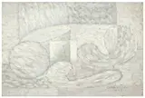 Nature Morte à la pipe en blanc et gris by Serge Charchoune, 1943, Huile sur carton, sold Dec 2024