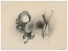 Composition by Léon Arthur Tutundjian, 1963, Encre de Chine sur papier, sold Dec 2024