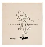 Couple by Maurice Henry, 1934, Encre sur papier, sold Dec 2024