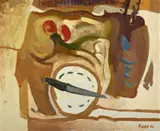 Assiette et couteau by Francisco Bores, 1966, Huile sur toile, sold Dec 2024