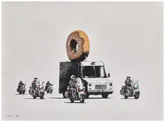 Donuts Chocolate by Banksy, 2009, Screen print on paper, sold Nov 2024