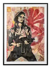 Obey Patty Hearst by Shepard Fairey, 2004, Pochoir, peinture aérosol et collages sur papier, sold Nov 2024