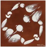 La danse, sur fond ocre rouge by Jérôme Mesnager, 1992, Acrylique sur papier kraft, sold Nov 2024