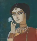 The Flower by Ganesh Pyne, Mixed media on canvas pasted on board, sold Sep 2012
