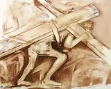 Christ Carrying His Cross by Krishen Khanna, Oil on canvas, sold Sep 2012