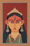Durga by Lalu Prasad Shaw, Tempera on paper, sold Sep 2012