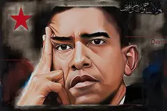 Obama in Delhi by Riyas Komu, Oil on canvas, sold Sep 2012