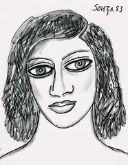 Untitled by F. N. Souza, Ink and wash on paper, sold May 2012