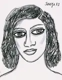 Untitled by F. N. Souza, Ink and wash on paper, sold May 2012