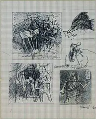 Untitled by Ganesh Pyne, Pen and ink with pastel on paper, sold May 2012