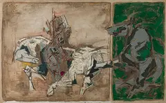 Untitled by M. F. Husain, Oil on canvas, sold Jun 2012