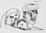 Untitled by M. F. Husain, Ink on paper, sold Jun 2012