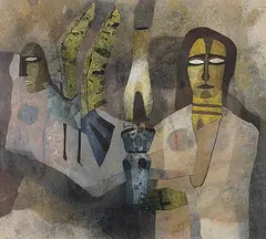 Untitled by Ganesh Pyne, Tempera on canvas pasted on board, sold Jun 2012