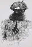 King by K. M. Adimoolam, Pen and ink on paper, sold Jun 2012