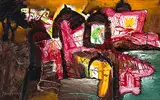 Landscape in Pink and Brown by Manu Parekh, Oil and acrylic on canvas, sold Jun 2012