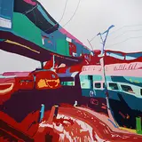 Under the Flyover and Other Stories by George Martin, Acrylic on canvas, sold Apr 2012
