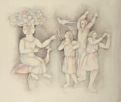 Untitled by Sakti Burman, Pastel on canvas, sold Apr 2012