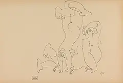 Untitled (Acrobats) by Sadequain, Pen and ink on paper, sold Nov 2012