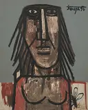 Head of a Woman with Fly by F. N. Souza, Oil on board, sold Jan 2012