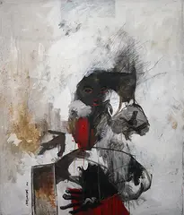 Untitled by Chittrovanu Mazumdar, Mixed media on canvas, sold Jan 2012