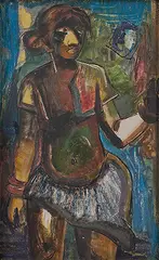 Untitled by M. F. Husain, Oil on paper pasted on board, sold Mar 2012