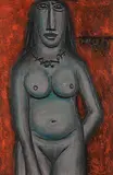Nude by F. N. Souza, Oil on board, offered Mar 2012