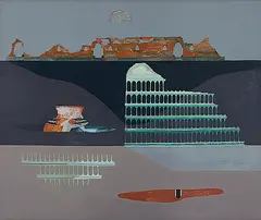 Mythical Reality by Prabhakar Barwe, Acrylic and enamel on canvas, offered Mar 2012