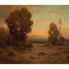 Untitled (Evening Landscape) by Angel Espoy, oil on board, sold May 2026