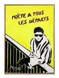 PRETE A TOUS LES DEPARTS by Miss.Tic, 1991, Pochoir et peinture aérosol sur toile, sold Nov 2024