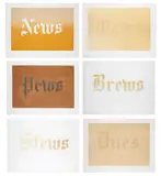 News, Mews, Pews, Brews, Stews & Dues by Ed Ruscha, 1970, Série complète de 6 sérigraphies en couleurs, sold Nov 2024