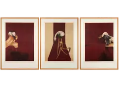 Deuxième version du Triptyque 1944 by Francis Bacon, 1989, Trois lithographies en couleurs sur Vélin d'Arches, sold Nov 2024