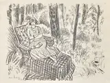 Jeune femme à la chaise longue dans un sous- bois by Henri Matisse, 1922, Lithographie en noir sur Chine, sold Nov 2024