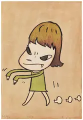 Walk on by Yoshitomo Nara, 2010, Gravure sur bois, sold Nov 2024