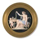 L'offrande à l'amour by Piat Joseph Sauvage, Aquarelle et gomme arabique sur ivoire, de forme ronde, sold Nov 2024