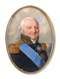 Portrait du maréchal Charles Joseph Hyacinthe du Houx de Vioménil (1734-1827), baron de Vioménil en uniforme, by J. Parent, Aquarelle et gomme arabique sur ivoire, de forme ovale, sold Nov 2024
