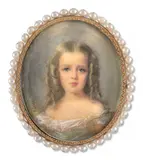 Portrait d’Edmond Dareste de La Chavanne (1857-1936) by née Colombet Cécile Villeneuve, Aquarelle et gomme arabique sur ivoire, de forme ovale, sold Nov 2024