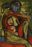 Untitled by F. N. Souza, Oil on cardboard, sold Mar 2012