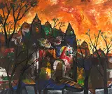 Bright Evening Sky by Manu Parekh, Acrylic and oil on canvas, sold Mar 2012